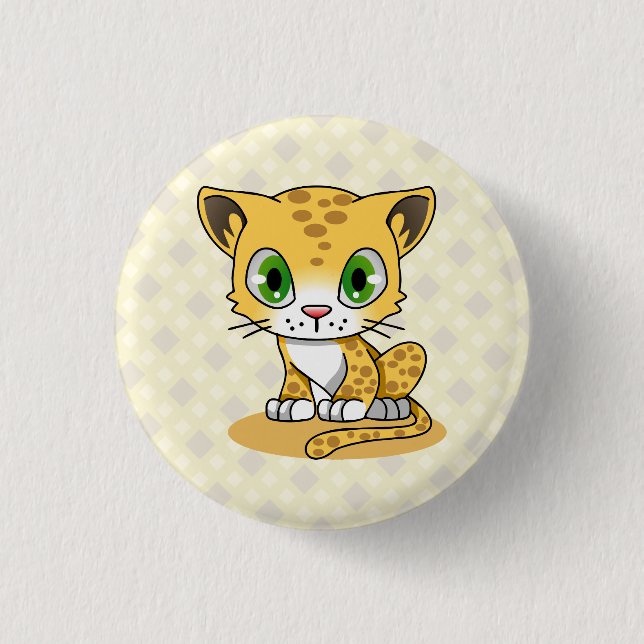 Cute baby leopard kawaii cartoon kids button (Front)
