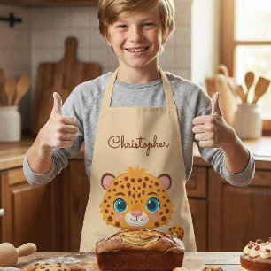Cute Baby Leopard Safari Animal Kids Apron