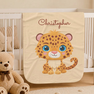 Cute Baby Leopard Safari Animal Kids Fleece Blanket