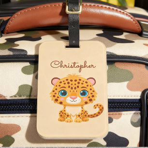 Cute Baby Leopard Safari Animal Kids Luggage Tag