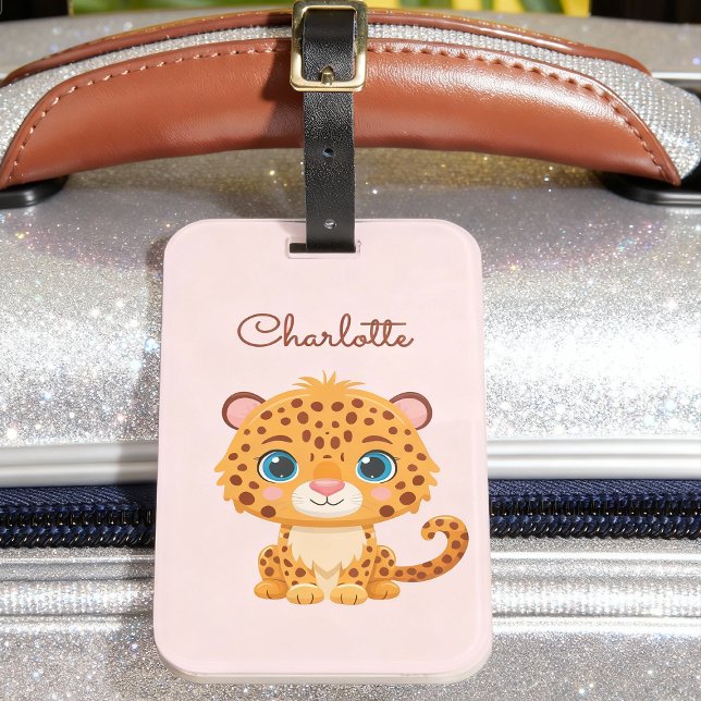 Cute Baby Leopard Safari Animal Kids Luggage Tag (Creator Uploaded)