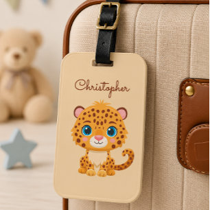 Cute Baby Leopard Safari Animal Kids Luggage Tag