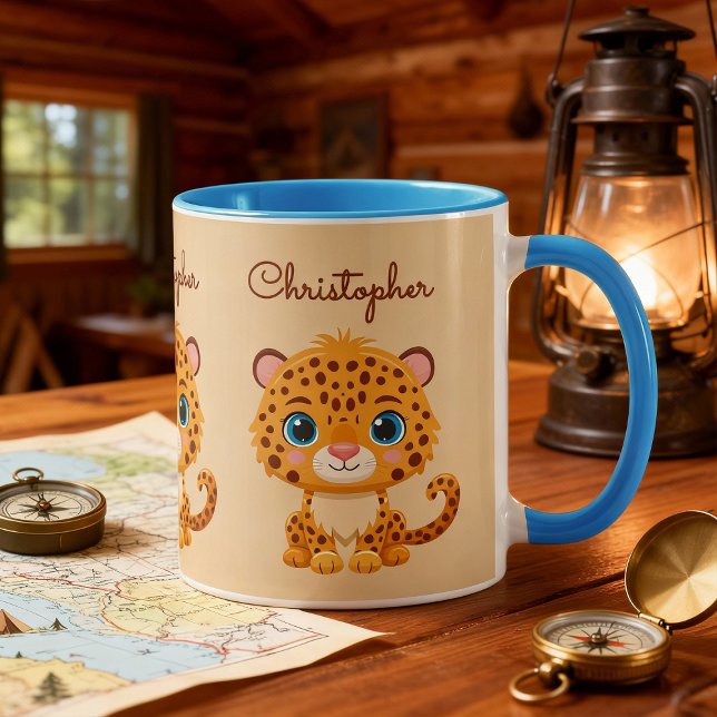 Cute Baby Leopard Safari Animal Kids Mug (Creator Uploaded)