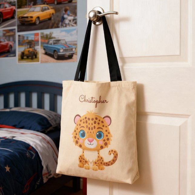 Cute Baby Leopard Safari Animal Kids Tote Bag (Creator Uploaded)