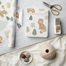 Cute Baby Leopard Safari Jungle Wrapping Paper 