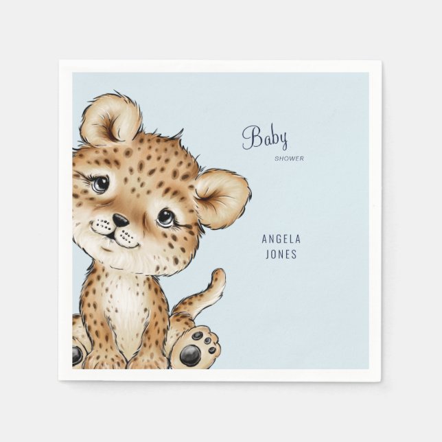 Cute Baby Leopard Shower Custom  Napkins (Front)
