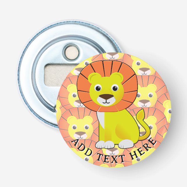 Cute Baby Lion All Over Print Pattern Bottle Opener (Front)
