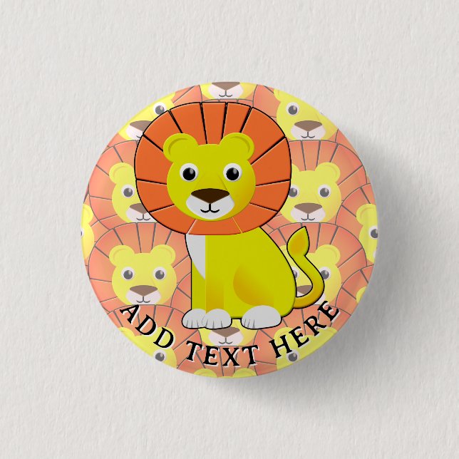 Cute Baby Lion All Over Print Pattern Button (Front)