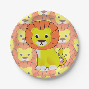 Cute Baby Lion All Over Print Pattern Paper Plates