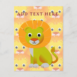 Cute Baby Lion All Over Vintage Print Pattern Postcard