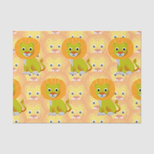 Cute Baby Lion All Over Vintage Print Pattern Tissue Paper