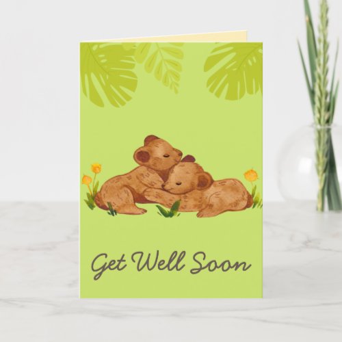 Cute Baby Lion and Encouragement Get Well Green  C Card