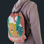 Cute Baby Lion Animal Jungle Zoo Personalize Drawstring Bag<br><div class="desc">Cute Baby Lion Animal Jungle Zoo Personalize Drawstring Bag has a cute baby lion on it with green leave in the jungle. It is designed with a beautiful orange mixed colored watercolor design. Great for your children also. Personalize it with your name.</div>