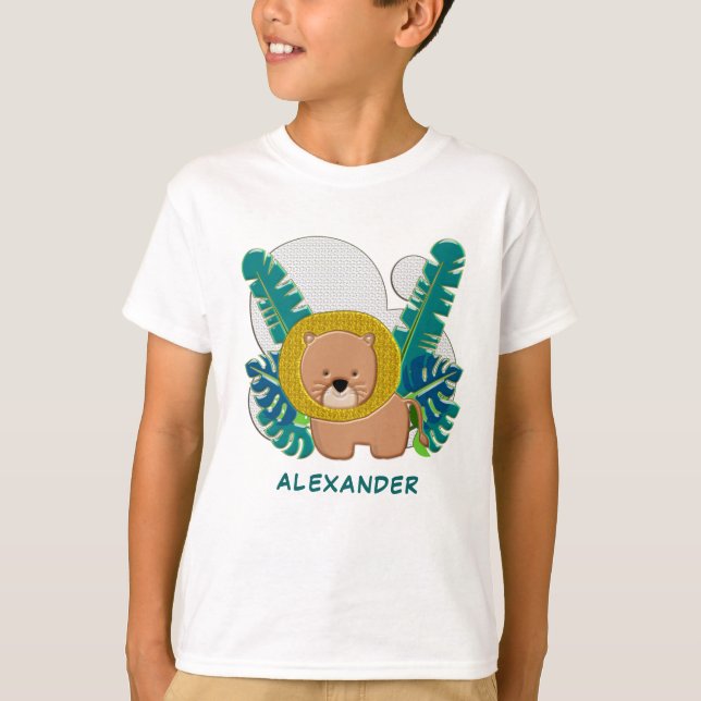 Cute Baby Lion Animal Jungle Zoo Personalize T-Shirt (Front)