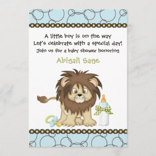 Cute Baby Lion Boys Baby Shower Invitation