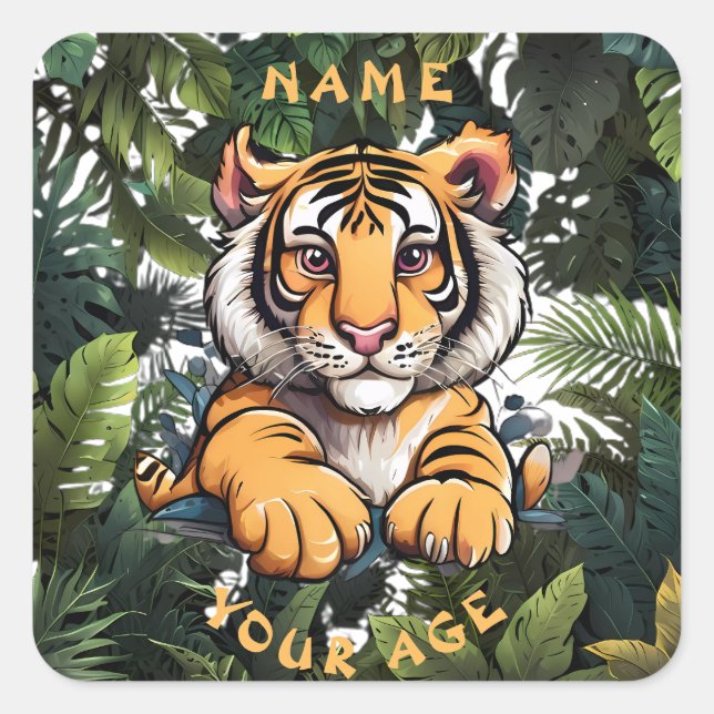 Cute Baby Lion Children's  Square Sticker (Front)