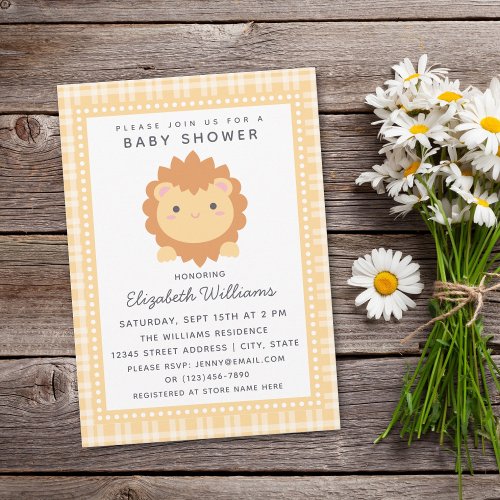 Cute Baby Lion Cub Gender Neutral Baby Shower Invitation