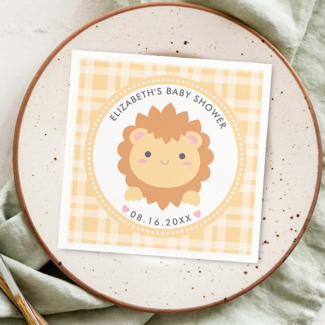 Cute Baby Lion Cub Gender Neutral Baby Shower Napkins (Creator Uploaded)