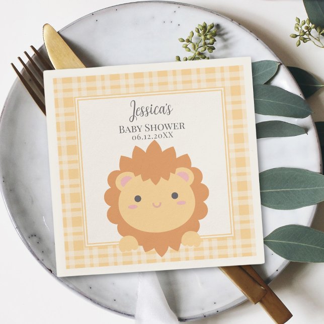 Cute Baby Lion Cub Gender Neutral Baby Shower Napkins (Creator Uploaded)