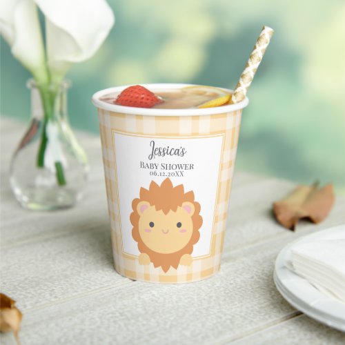 Cute Baby Lion Cub Gender Neutral Baby Shower Paper Cups