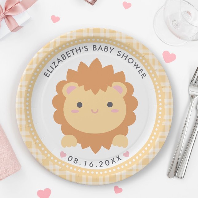 Cute Baby Lion Cub Gender Neutral Baby Shower Paper Plates (Creator Uploaded)