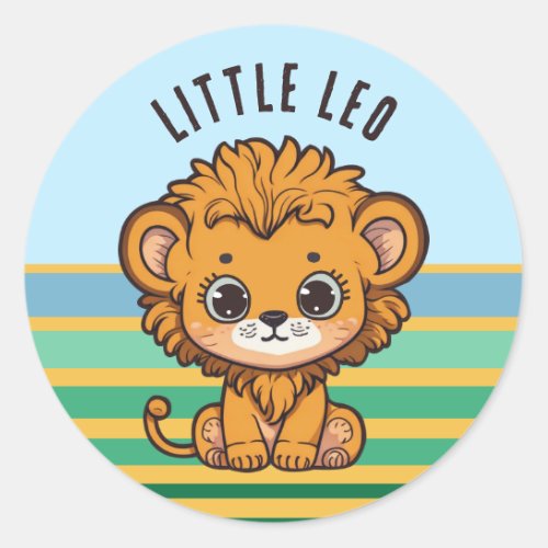 Cute baby lion cub _ little Leo Classic Round Sticker