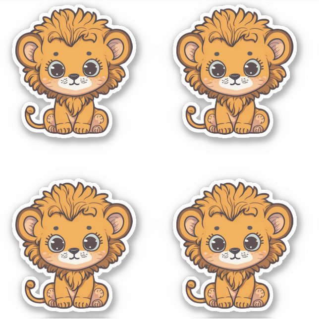 Cute baby lion cub - little Leo Sticker (Front)