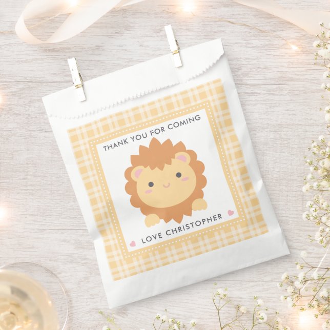 Cute Baby Lion Cub Wild One Boy First Birthday Favor Bag (Clipped)