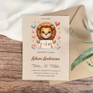  Cute Baby Lion – It’s a Boy Safari Baby Shower Invitation