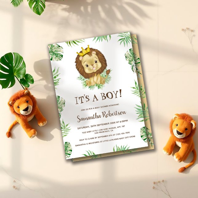 Cute Baby Lion It's a Boy Jungle Baby Shower  Invitation (Creator Uploaded)