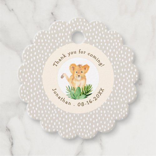 Cute Baby Lion Jungle Dotted Thank You Birthday Favor Tags