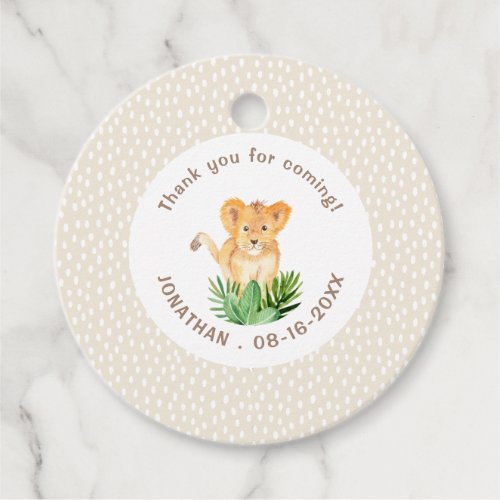 Cute Baby Lion Jungle Rain Thank You Birthday Favor Tags