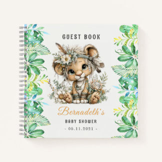 Cute Baby Lion King Wild Baby Shower Guest Book