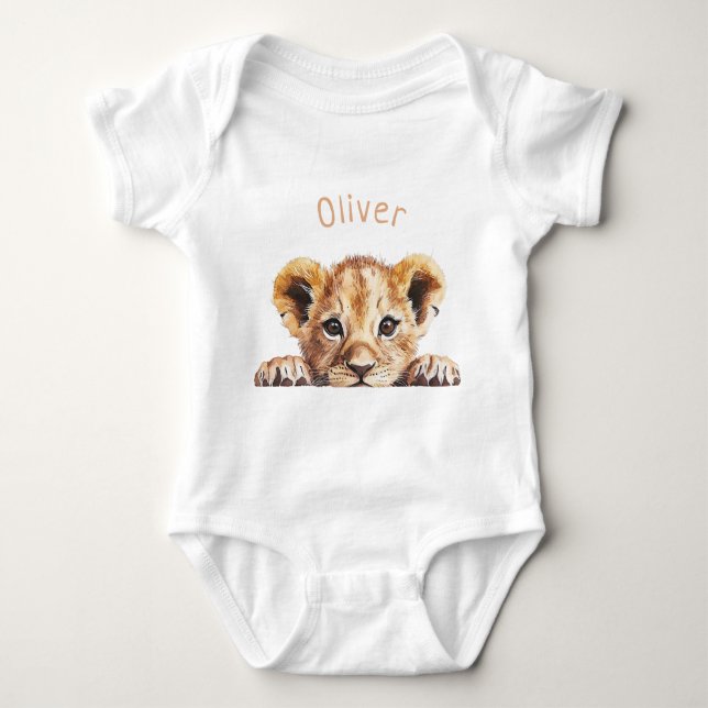 Cute Baby Lion Personalized Baby Bodysuit (Front)