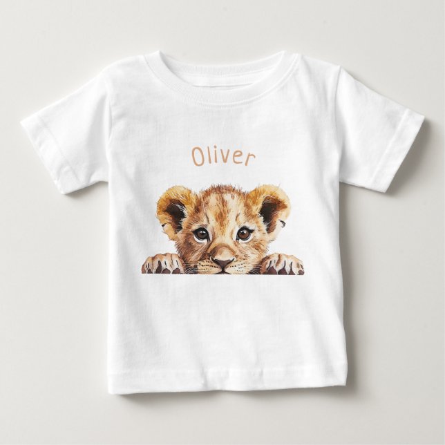 Cute Baby Lion Personalized  Baby T-Shirt (Front)