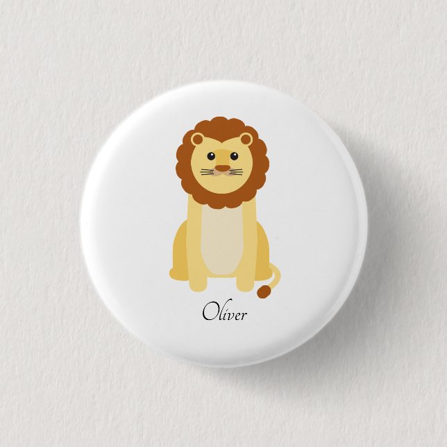 Cute Baby Lion Personalized Button (Front)