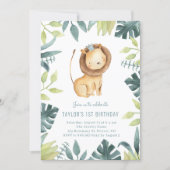 Cute Baby Lion Prince Tropical Jungle Birthday Invitation (Front)