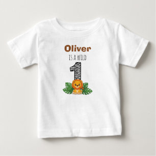Cute Baby Lion Safari First Birthday T-Shirt