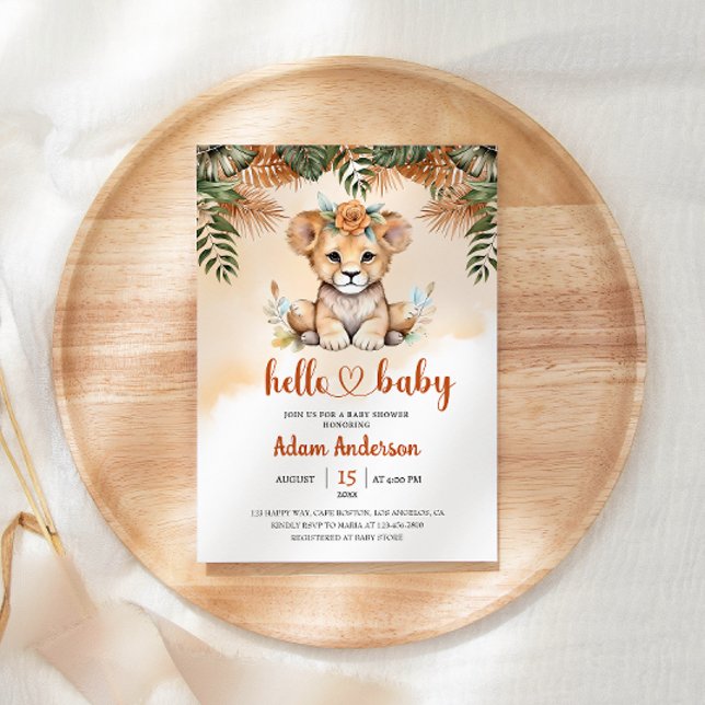 Cute Baby Lion Safari Jungle Baby Shower  Invitation (Creator Uploaded)