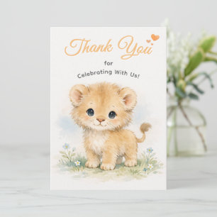 Cute Baby Lion Safari Orange Thank You Card