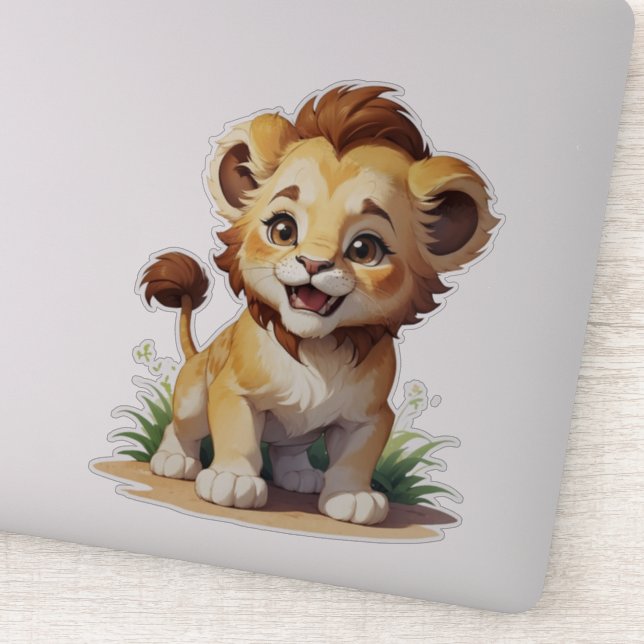 Cute Baby Lion Safari Zoo Animal  Sticker (Detail)