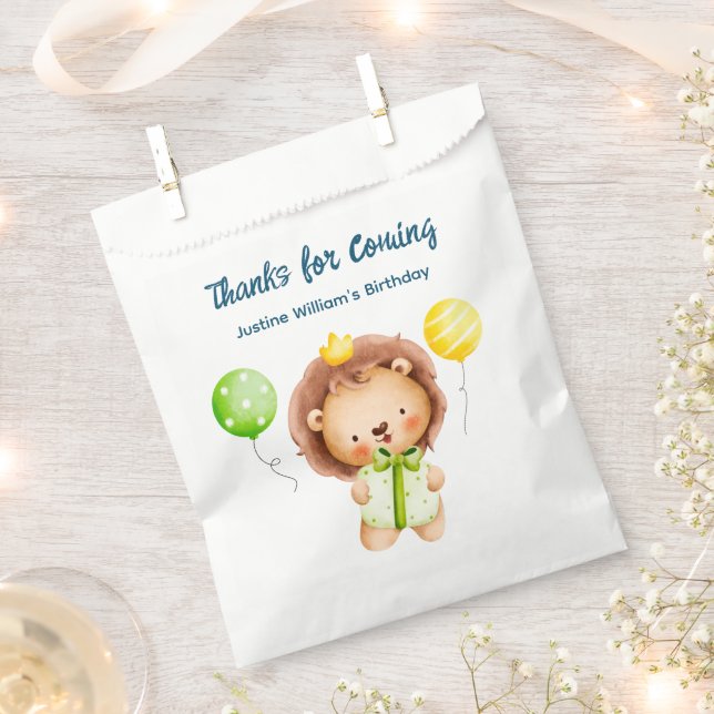Cute Baby Lion, Thank You Party Favor Bag (Clipped)
