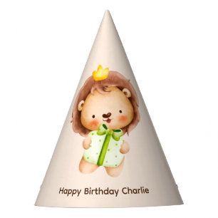 Cute Baby Lion with gift, Birthday Party Hat