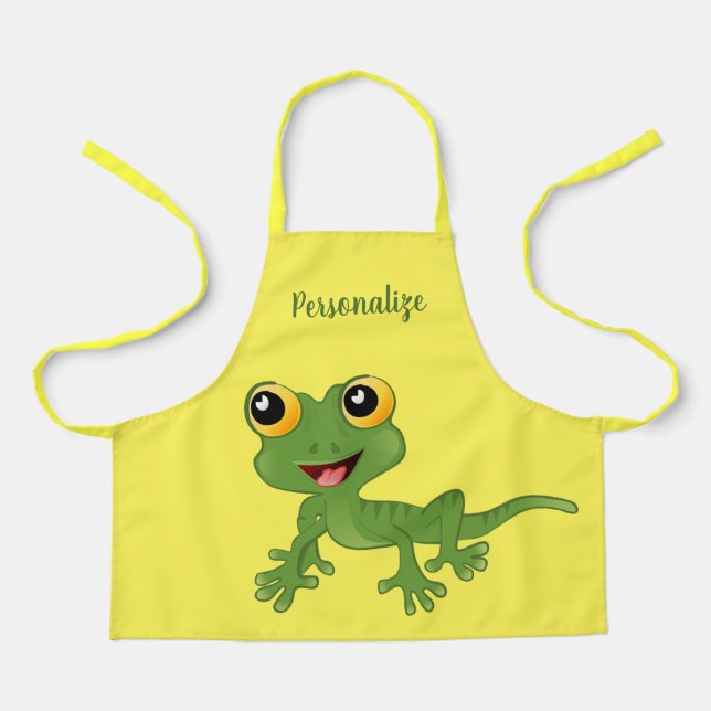 Cute Baby Lizard Gecko Kids Personalized Apron (Front)