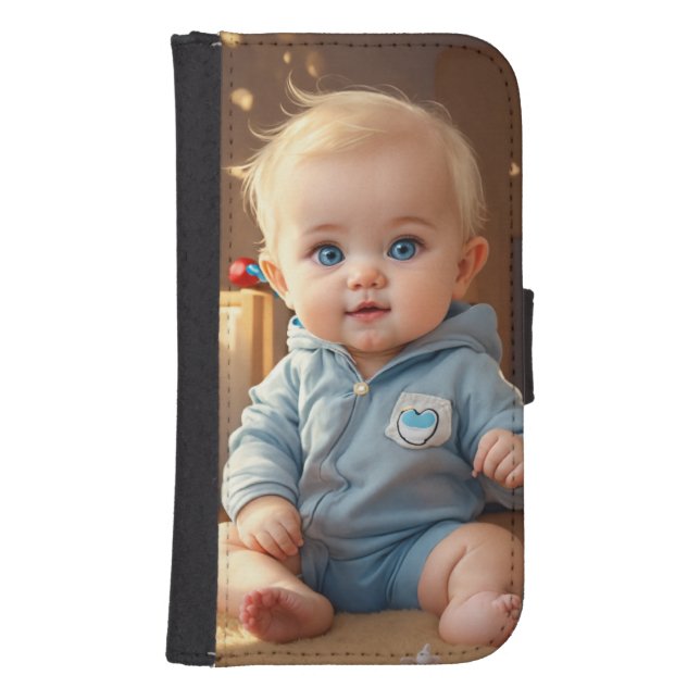Cute Baby Logo Samsung Galaxy S4 Wallet Case (Front)