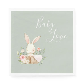 Cute Baby Love Bunny Rabbit Baby Shower Napkins