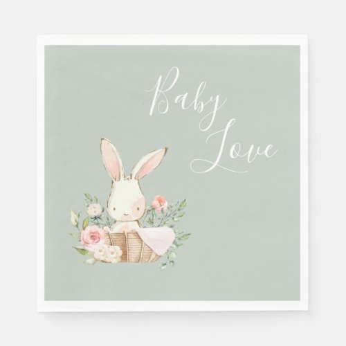 Cute Baby Love Bunny Rabbit Baby Shower Napkins