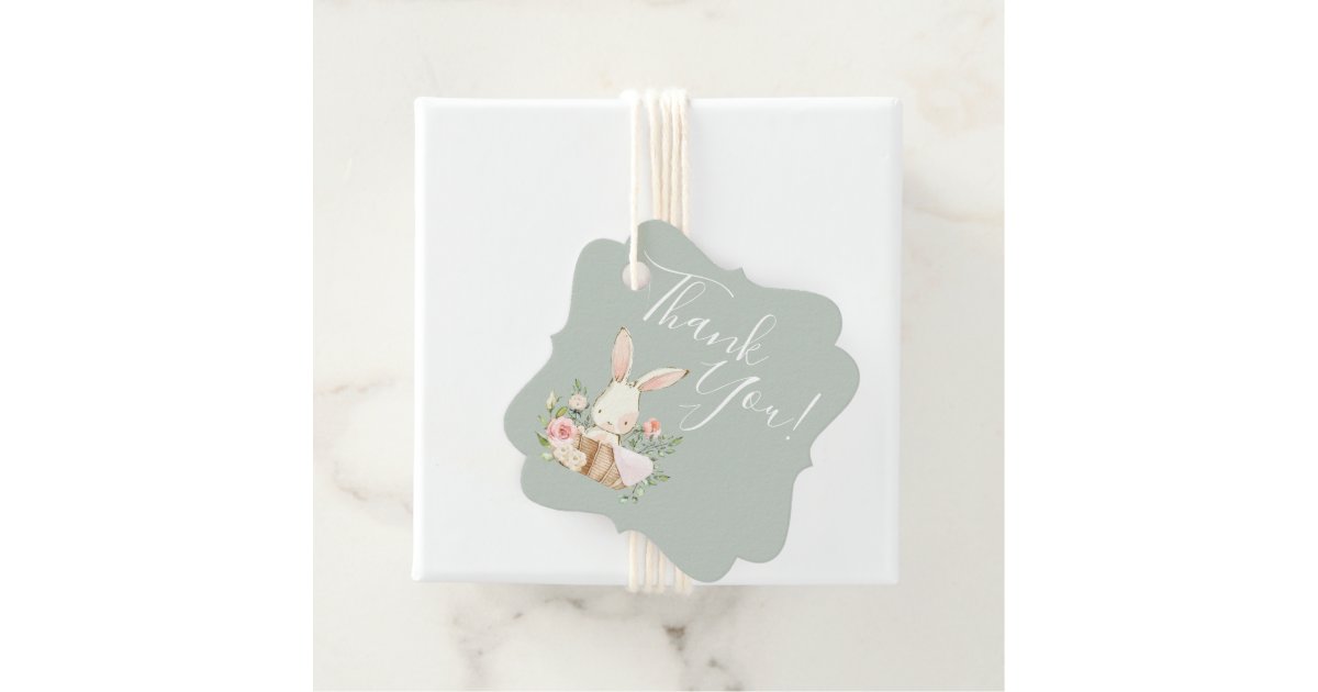 Cute Baby Love Bunny Rabbit Baby Shower Thank You Favor Tags | Zazzle