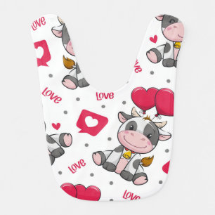 Cute Baby Love Cows Hearts   Baby Bib 