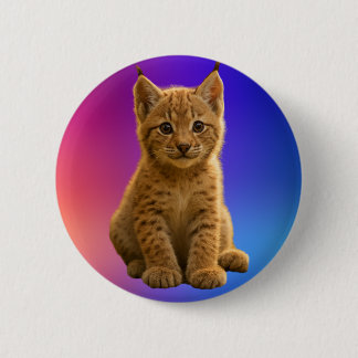 Cute Baby Lynx Button